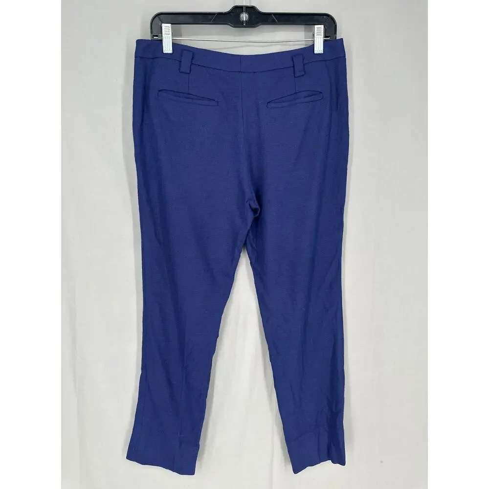 Diane Von Furstenberg Pants Womens 6 Blue Trousers Georgia Mid Rise Crop Stretch